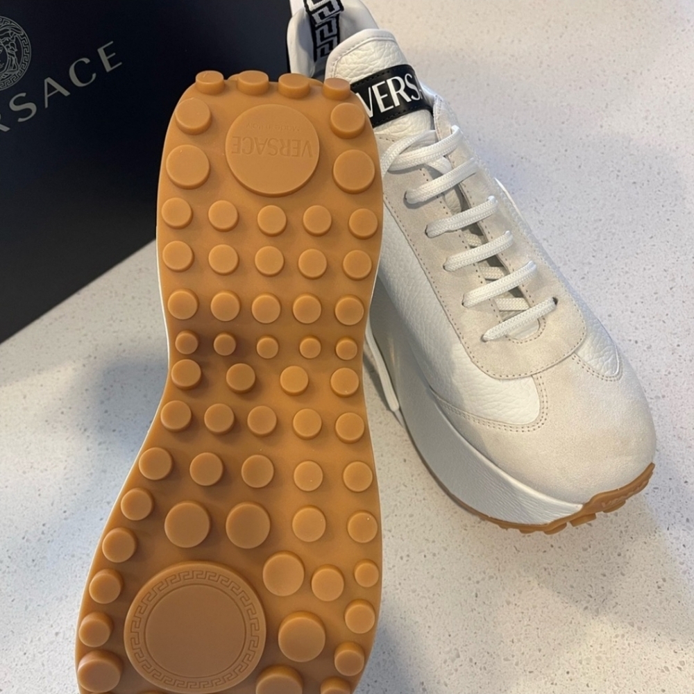 Versace Platform calf Leather Sneakers - Sz 38.5/8.5 New w/Box